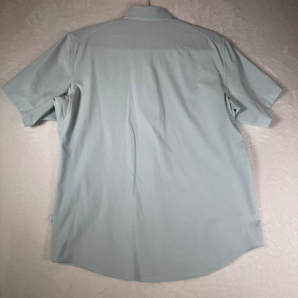 Lululemon Mens Medium Commission Short Sleeve Button Down Shirt Light Blue Grid - Picture 3 of 8